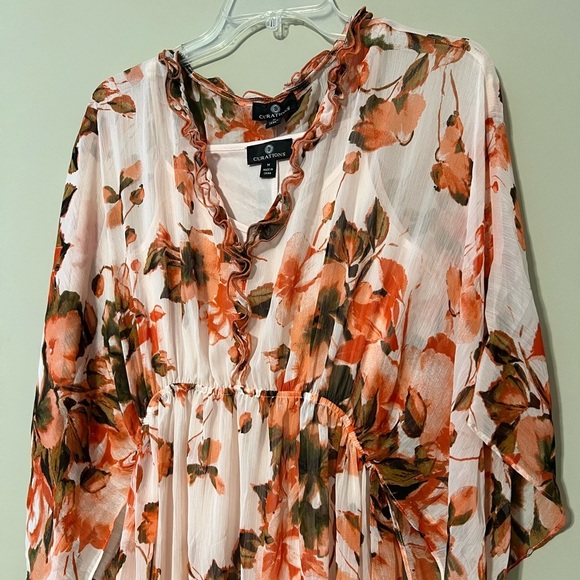 CURATIONS medium sheer floral print lined long maxi dress can be coverup as well - Picture 7 of 13